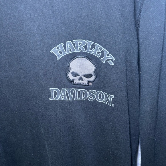 Harley Davidson Shirt Willie G Embroidered Black Skull Motorcycle Long Sleeve XL - Picture 4 of 13